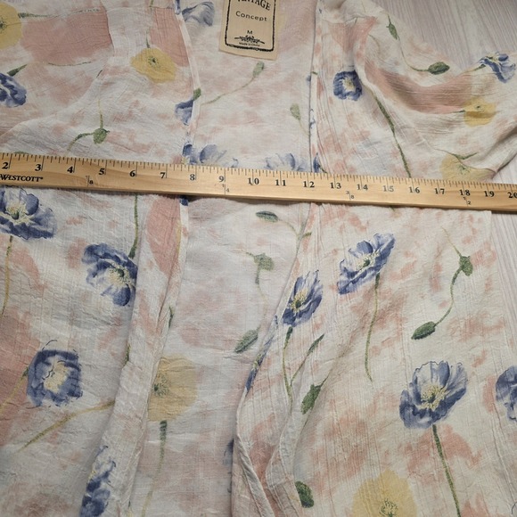 Vintage‎ Concept M Floral Open Cardigan Duster Cover Up Lightweight Sheer Kimono - Picture 6 of 7